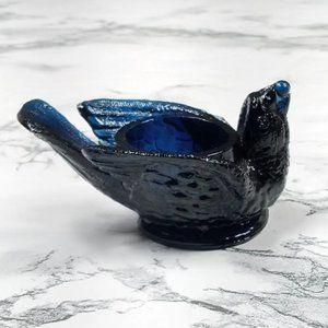 Degenhart Glass Bird & Berry Trinket Paperweight Open Salt Vtg